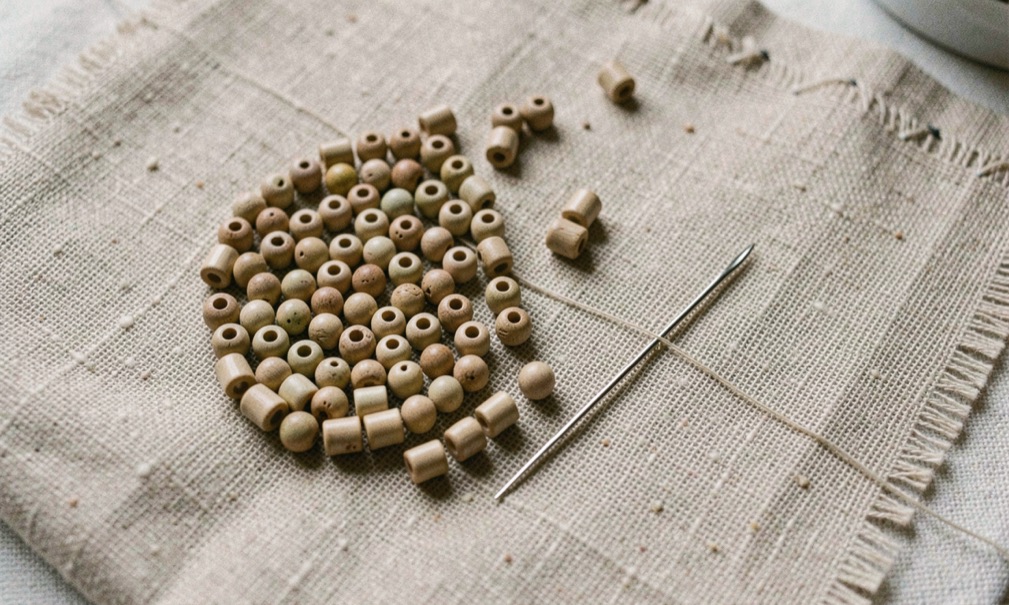 Editorial photograph for buying beads at a market